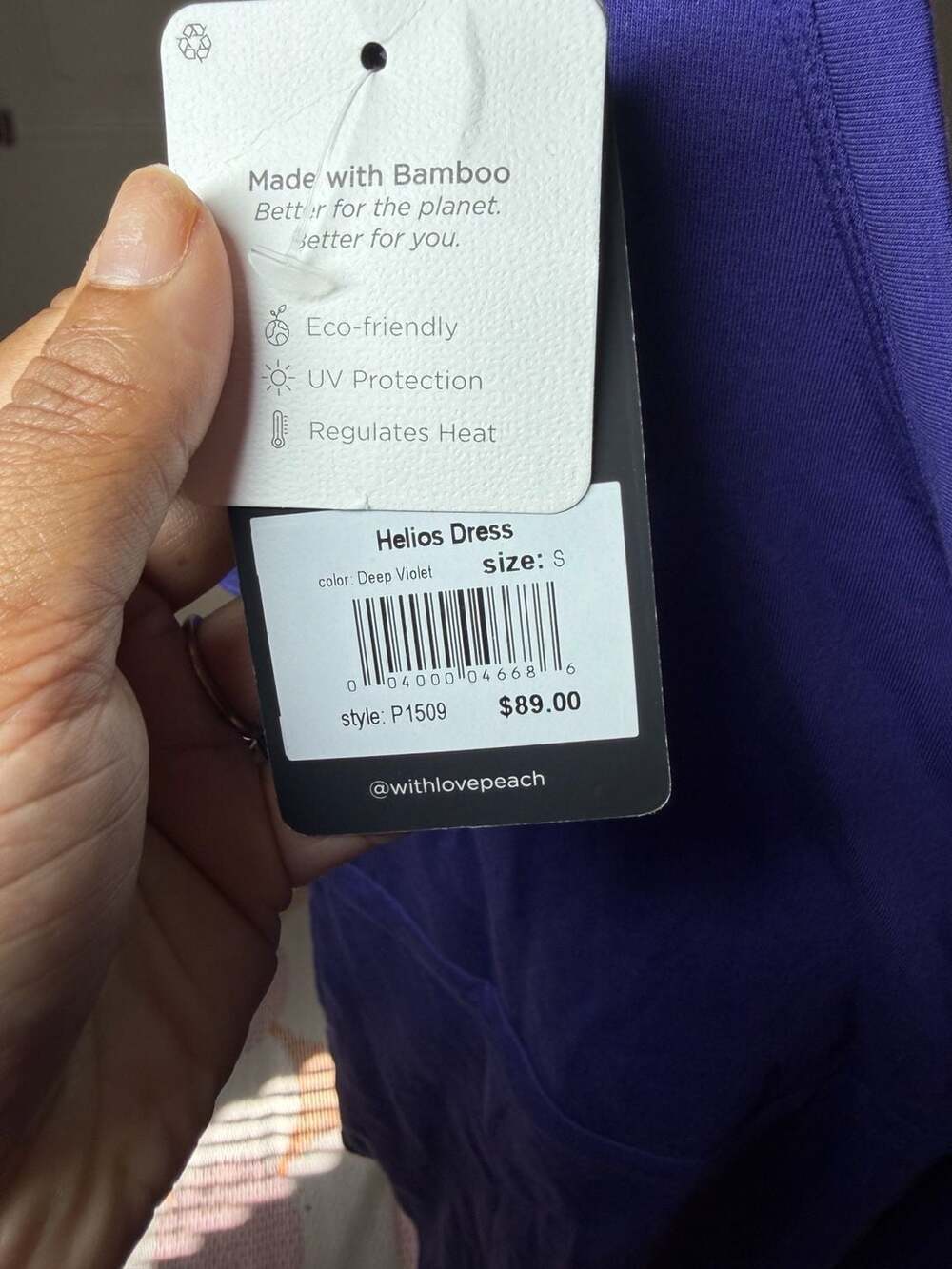 Peach Helios Dress Deep Violet Size S Sleeveless Bamboo Eco-Friendly Wrap - Picture 5 of 5
